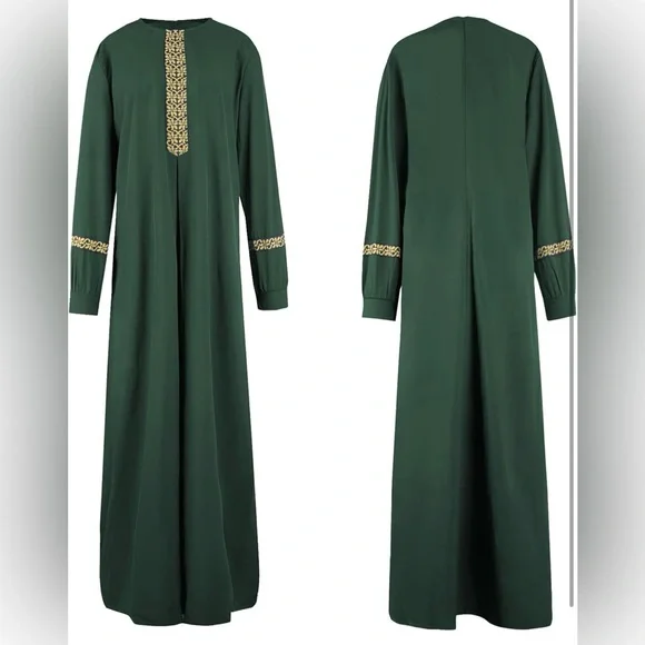Womens Muslim Abaya Dress Zipper Islamic Robe Pockets Maxi Prayer  #53 - Picture 3 of 5